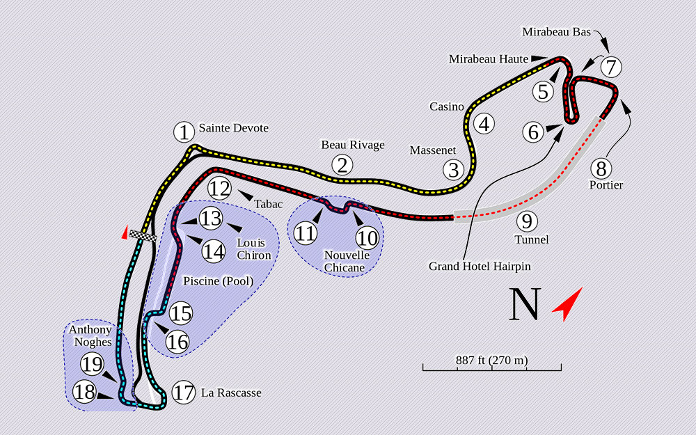 モナコサーキットのコースレイアウト