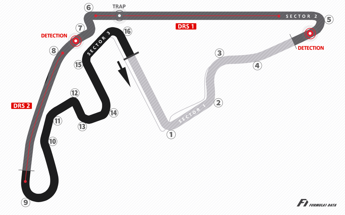 ヤス・マリーナ・サーキットのコースレイアウト図（F1アブダビGP）