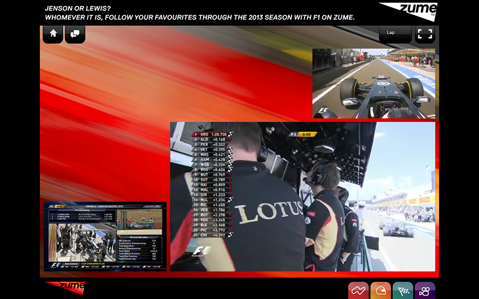 Formula 1 on Zume カメラパネル3画面