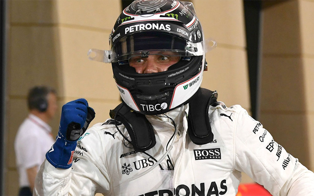 2017年バーレーンGPで自身初となるポール・ポジションを獲得したバルテリ・ボッタス