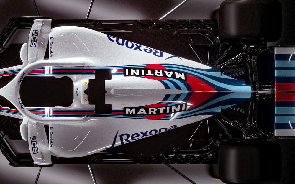 ウィリアムズの2018年F1マシン「FW41」上方画像拡大リア