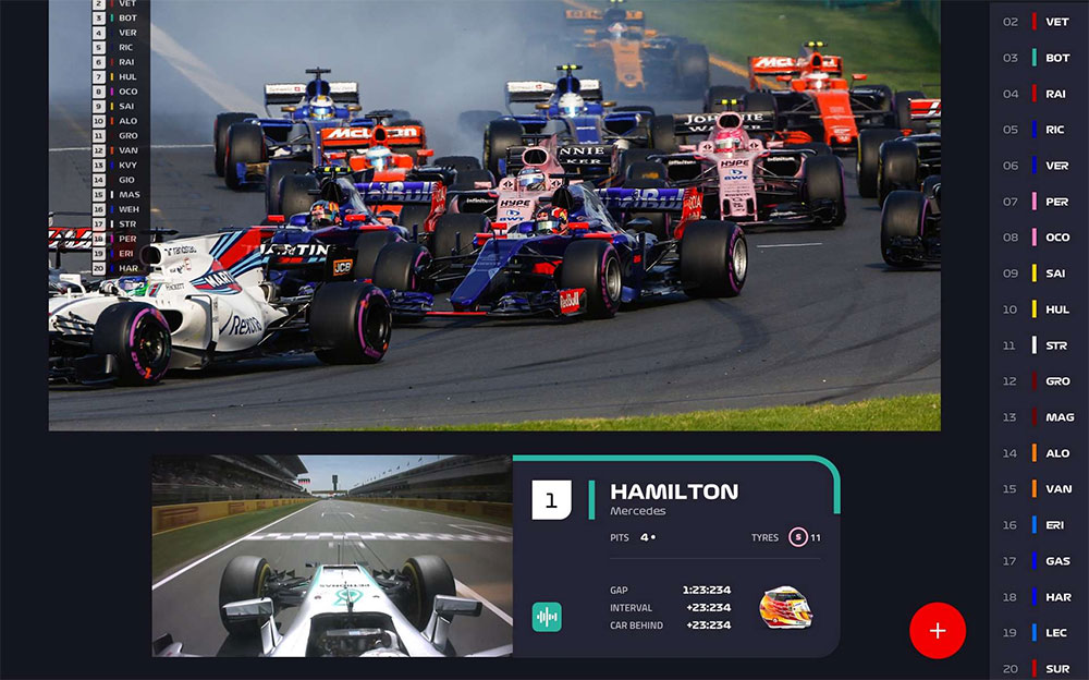 ネット配信サービス「F1 TV」のデモ画面