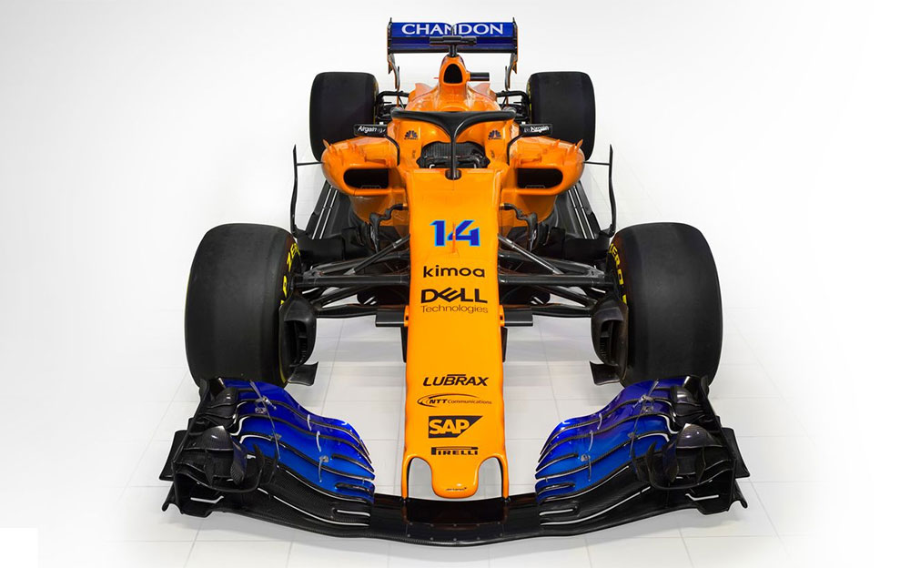 マクラーレン、2018年F1マシン「MCL33」を世界初公開！鮮やかな色が