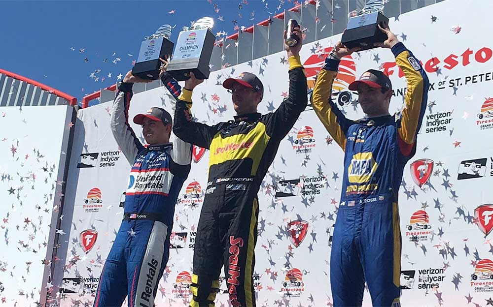 2018年インディカー・シリーズ開幕セントピーターズバーグ表彰台