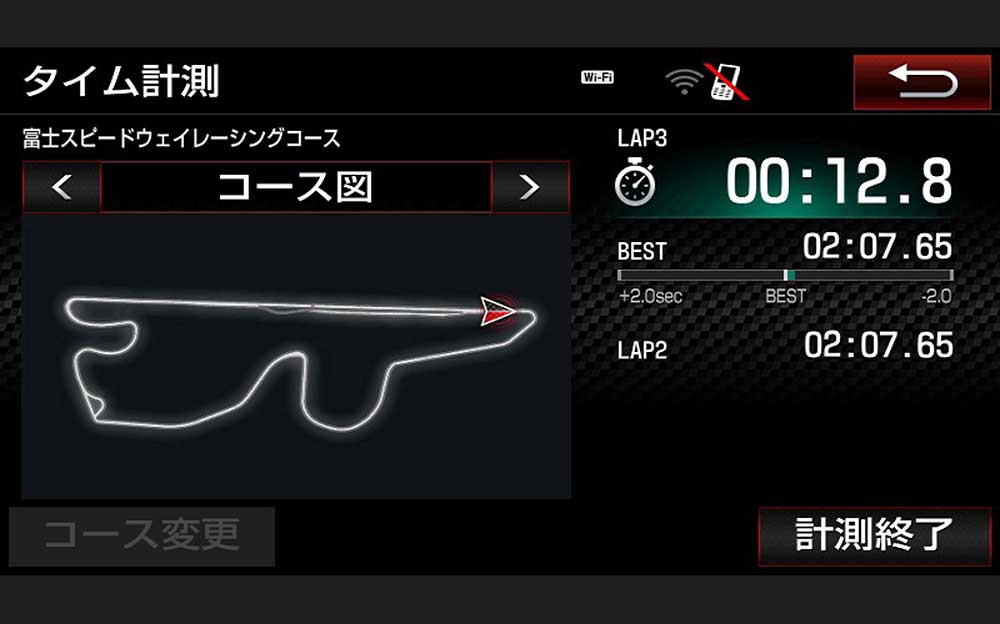 GR T-Connectナビ TOYOTA GAZOO Racing Recorder付 ラップタイムデータ画面