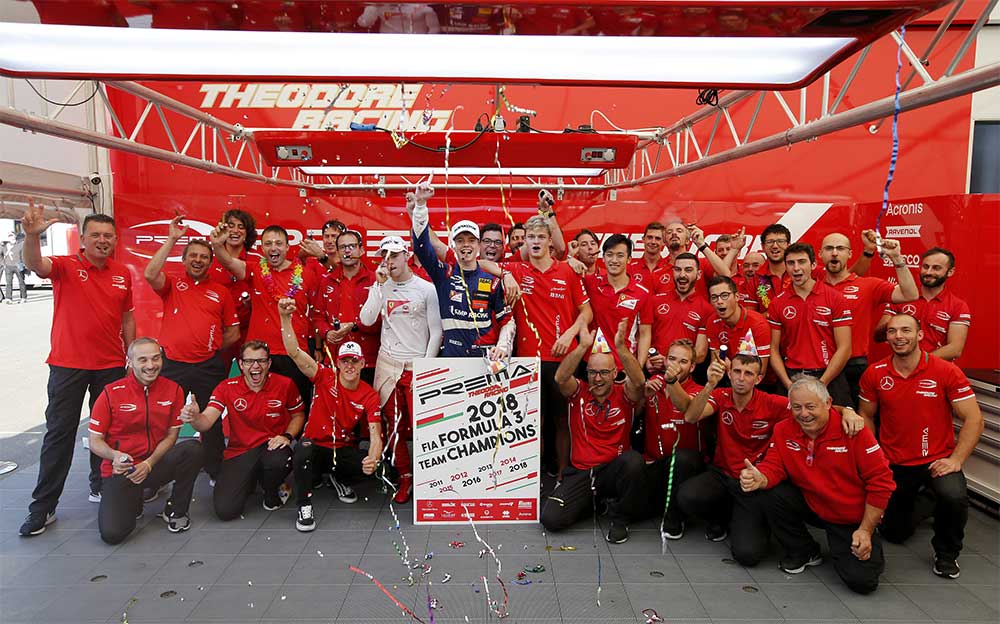 2018年のFIA F3ヨーロッパ選手権コンストラクターズタイトルを獲得したプレマ・セオドール・レーシング