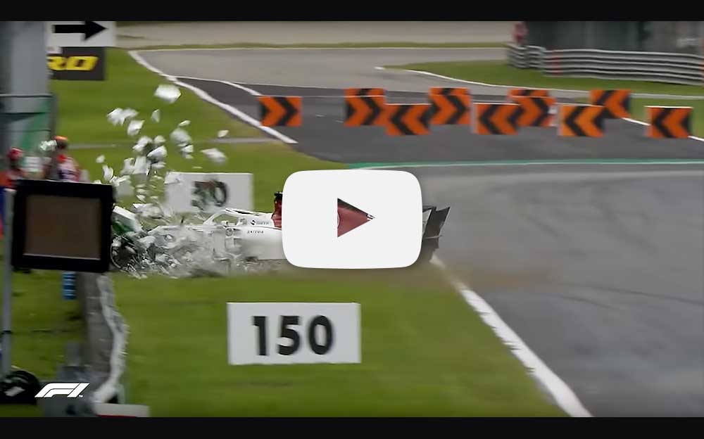 2018年F1イタリアGP FP2で発生したマーカス・エリクソンの事故映像