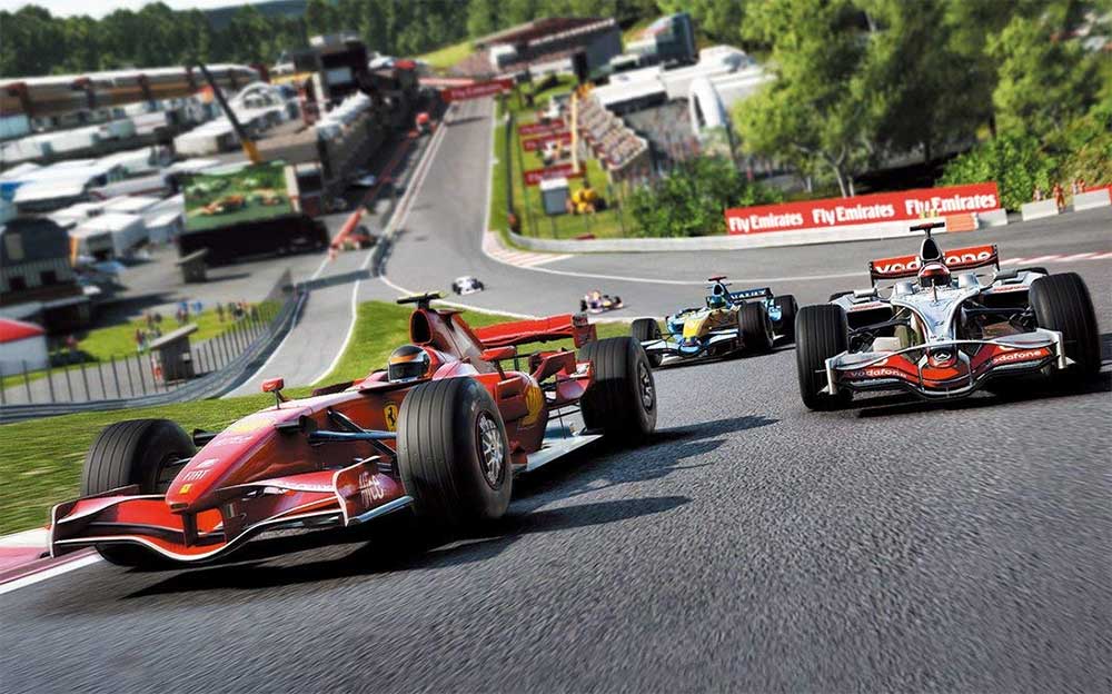 スパ・フランコルシャンのオールージュを駆け上がるF1マシン、PS4テレビゲーム「F1 2018」