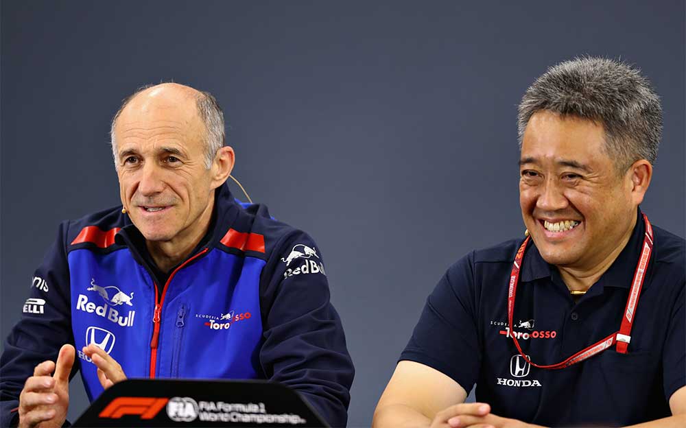F1日本グランプリの金曜記者会見に出席したホンダの山本雅史MS部長とスクーデリア・トロロッソのフランツ・トスト代表