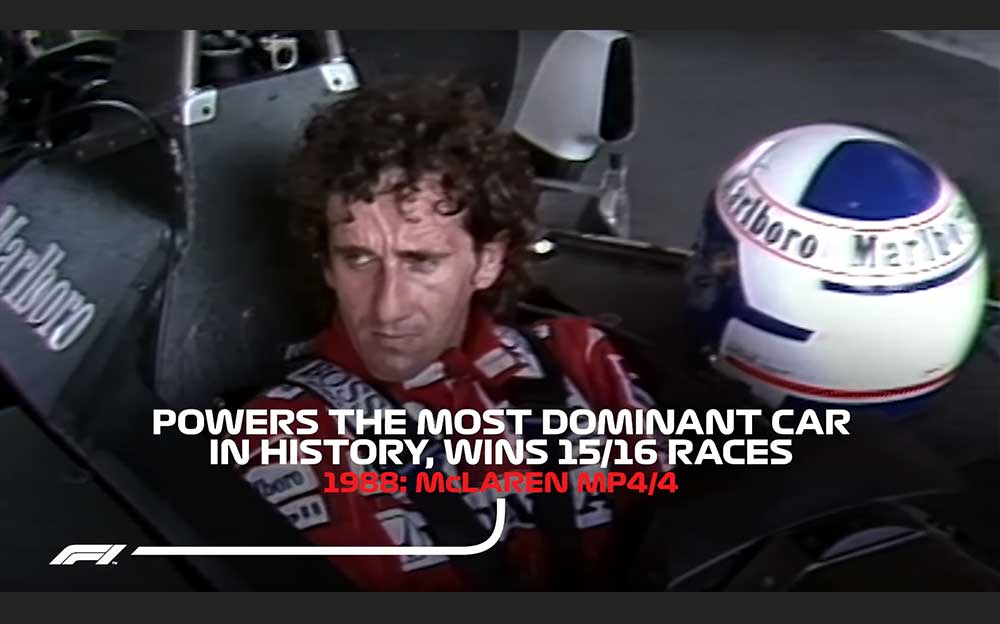 1988年のマクラーレン・ホンダMP4/4は、F1の歴史上最もシーズンを支配した