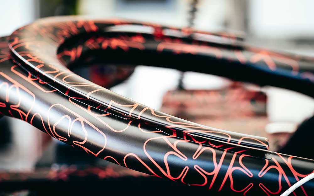 カモフラージュ柄が施されたアルファロメオ・レーシングの2019年F1マシンのヘイロー