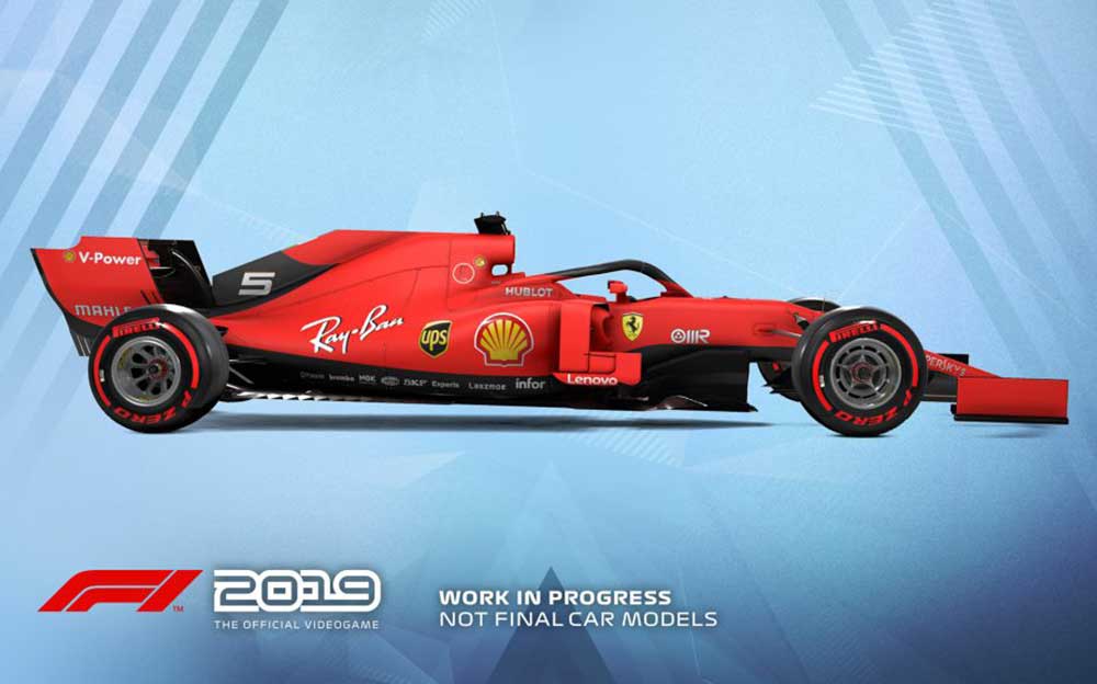 F1公式テレビゲーム「F1 2019」の開発中のフェラーリF1マシンSF90