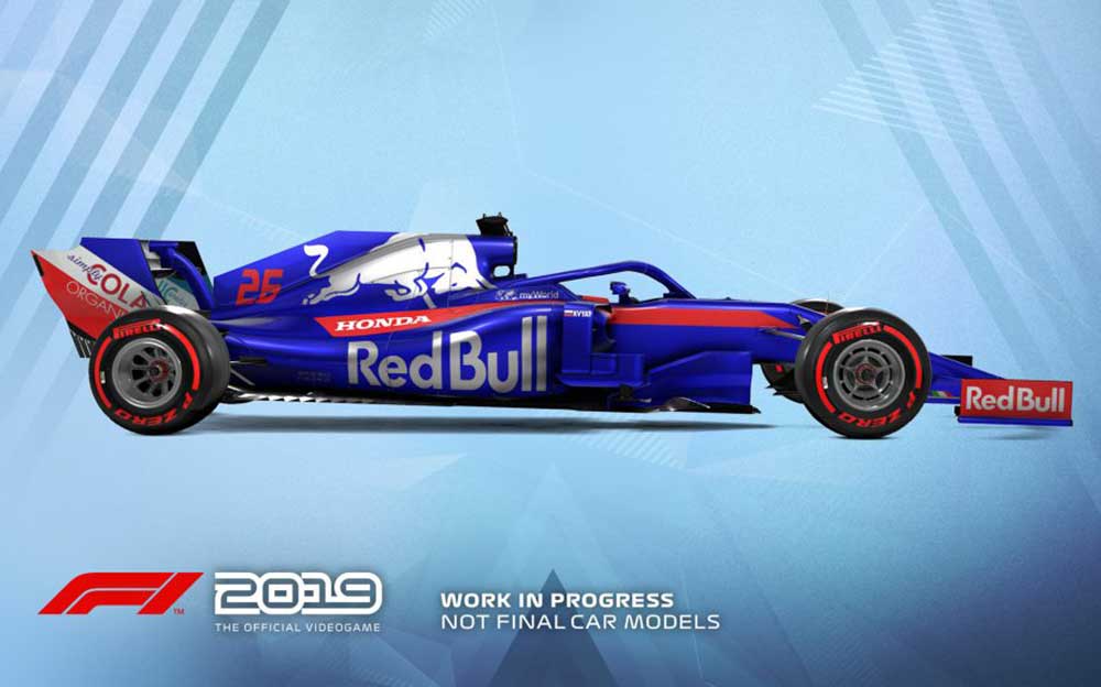 F1公式テレビゲーム「F1 2019」の開発中のトロロッソ・ホンダF1マシンSTR14