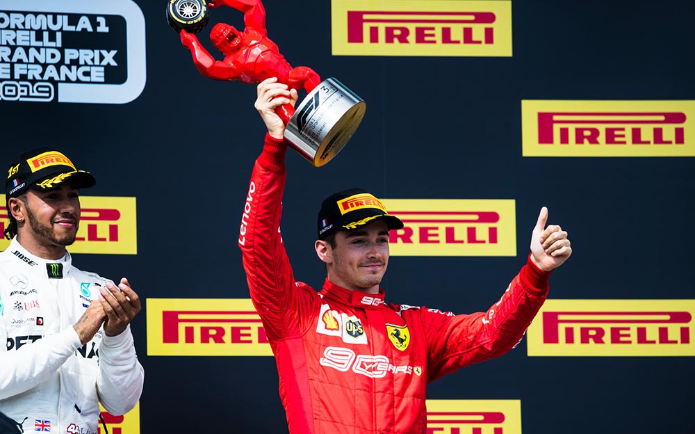 2019年F1フランスGPで3位表彰台を獲得したフェラーリのシャルル・ルクレール