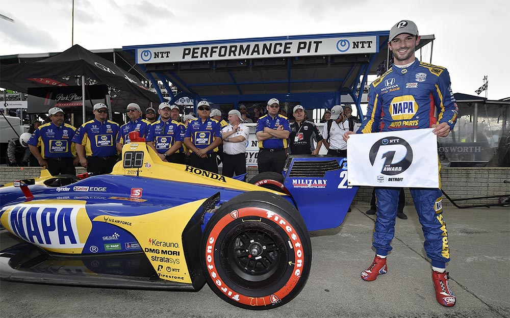 2019年インディカー・シリーズ第7戦デイトナGPレース1でポールポジションを獲得したアンドレッティ・オートスポーツのアレキサンダー・ロッシ
