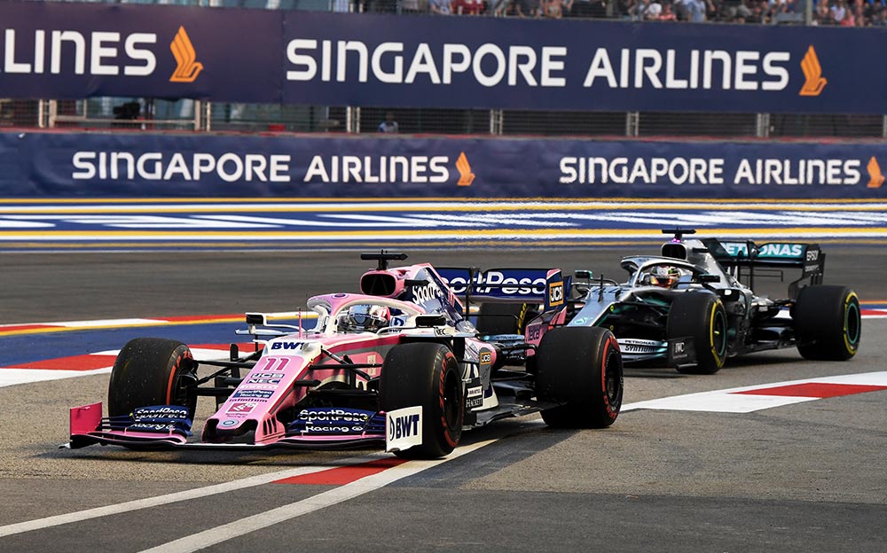 レーシング・ポイントF1チームのセルジオ・ペレス、2019年F1シンガポールGPにて