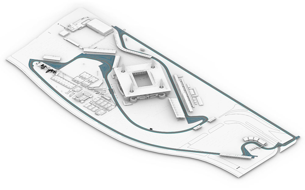 ハードロックスタジアムを使用したF1マイアミ市街地コースのレイアウト図