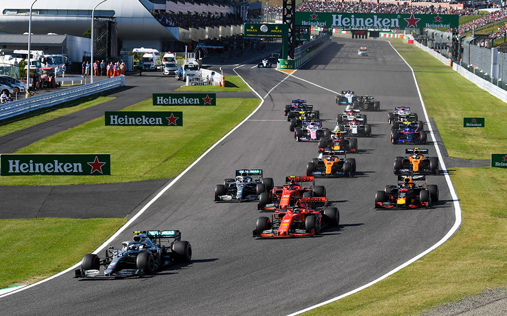 2019年F1日本GP決勝レースでのターン1の様子