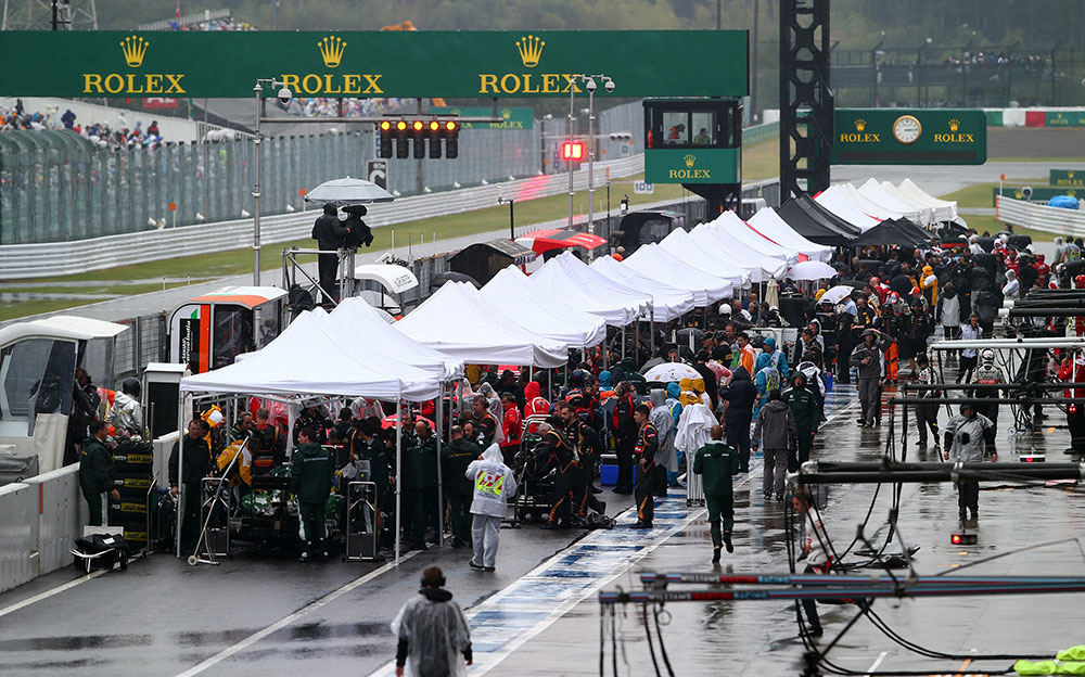 雨の鈴鹿サーキット、2014年F1日本GP決勝レースにて