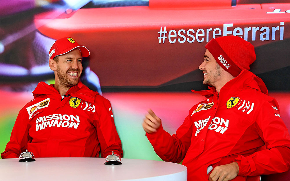 スクーデリア・フェラーリのシャルル・ルクレールとセバスチャン・ベッテル、2019年F1アメリカGPにて