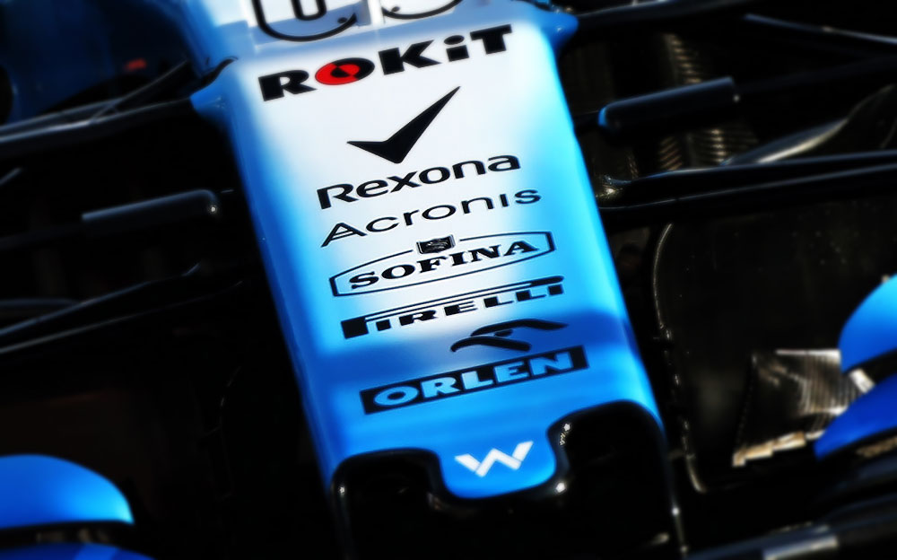 ウィリアムズの2019年型F1マシンFW42のノーズに掲載されたソフィーナ・フーズのロゴ