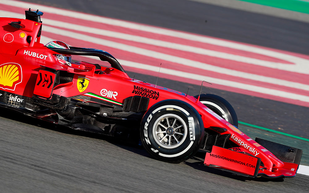 フェラーリSF1000をドライブするシャルル・ルクレール、2020年F1バルセロナテスト初日
