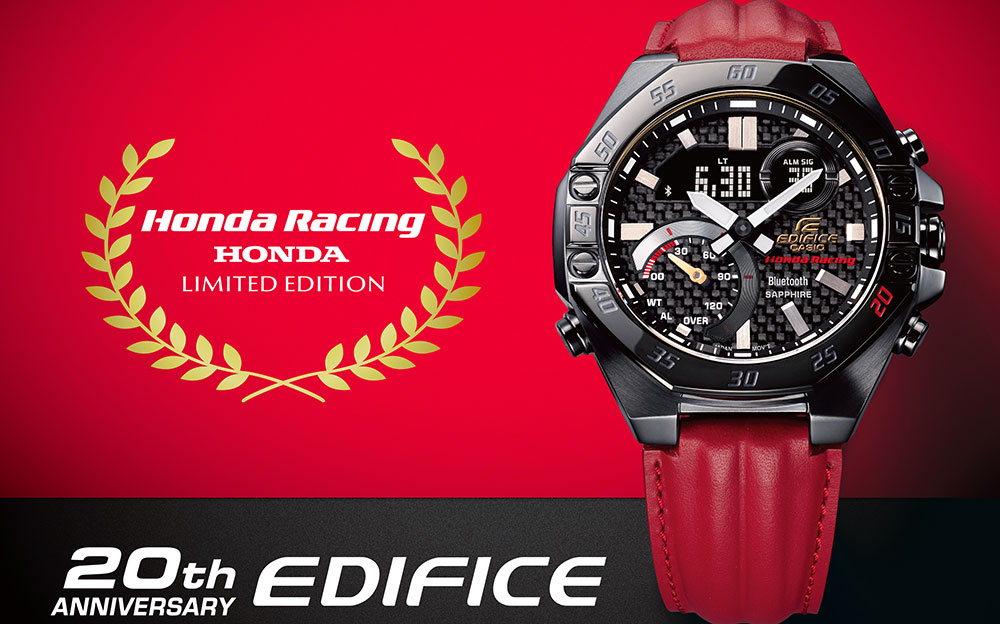 カシオ EDIFICE、Honda Racingとのコラボ第3弾「ECB-10HR」20周年記念