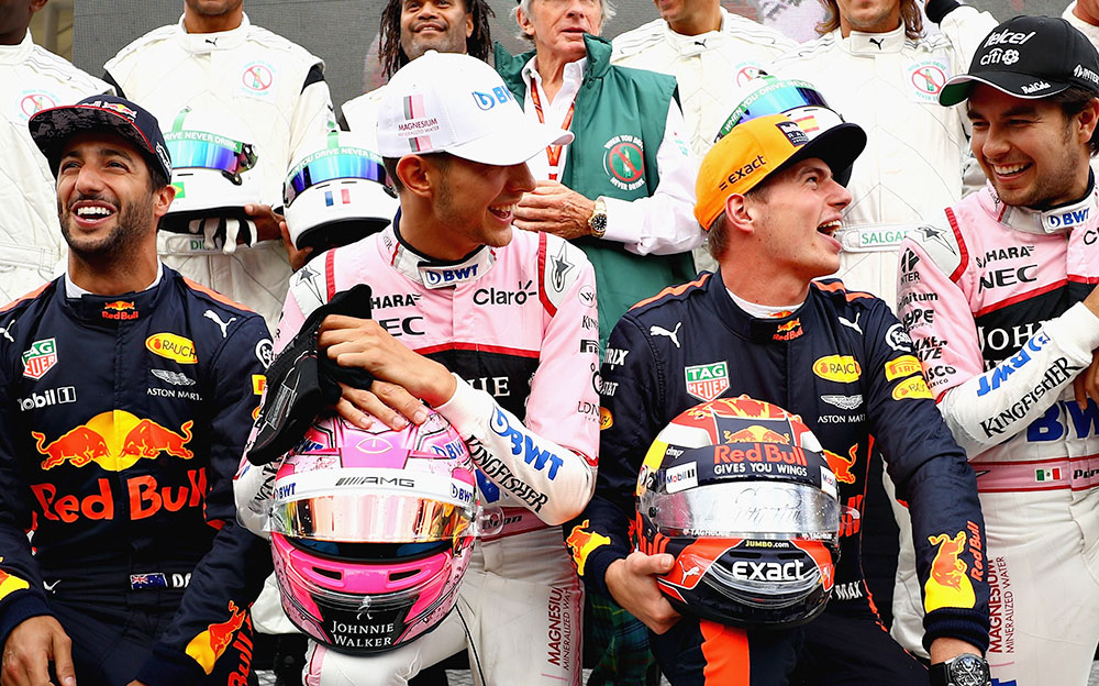 ダニエル・リカルド、エステバン・オコン、マックス・フェルスタッペン、セルジオ・ペレス、2017年F1イタリアGPにて