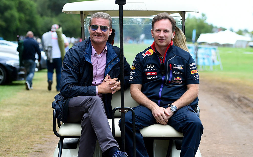 レッドブル・レーシングのクリスチャン・ホーナー代表とデイビッド・クルサード、2014年F1イギリスGPにて