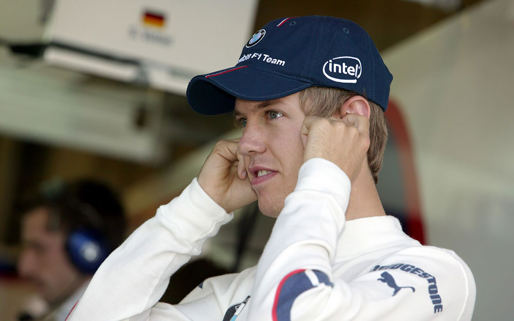 F1デビュー戦に臨むBMWザウバーのセバスチャン・ベッテル、2007年カナダGPにて