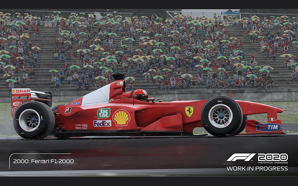 PS4ゲーム「F1 2020」の収録されるミハエル・シューマッハが駆った2000年のフェラーリF1-2000