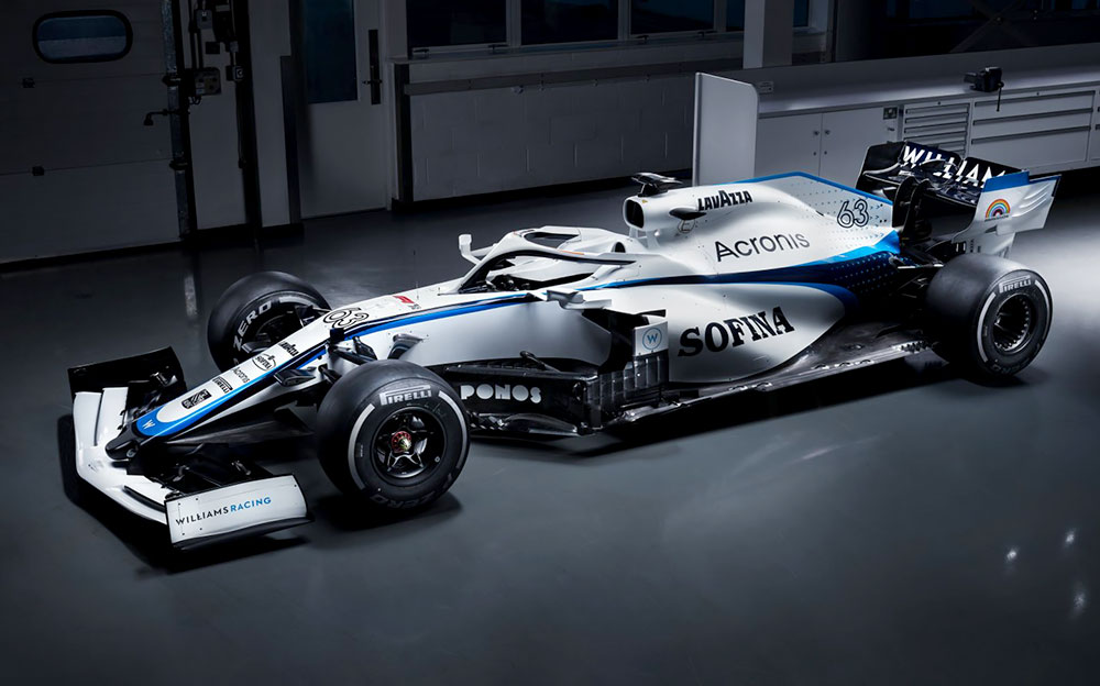 ウィリアムズF1の2020年型F1マシン「FW43」の新しいマシンカラーリング 全体