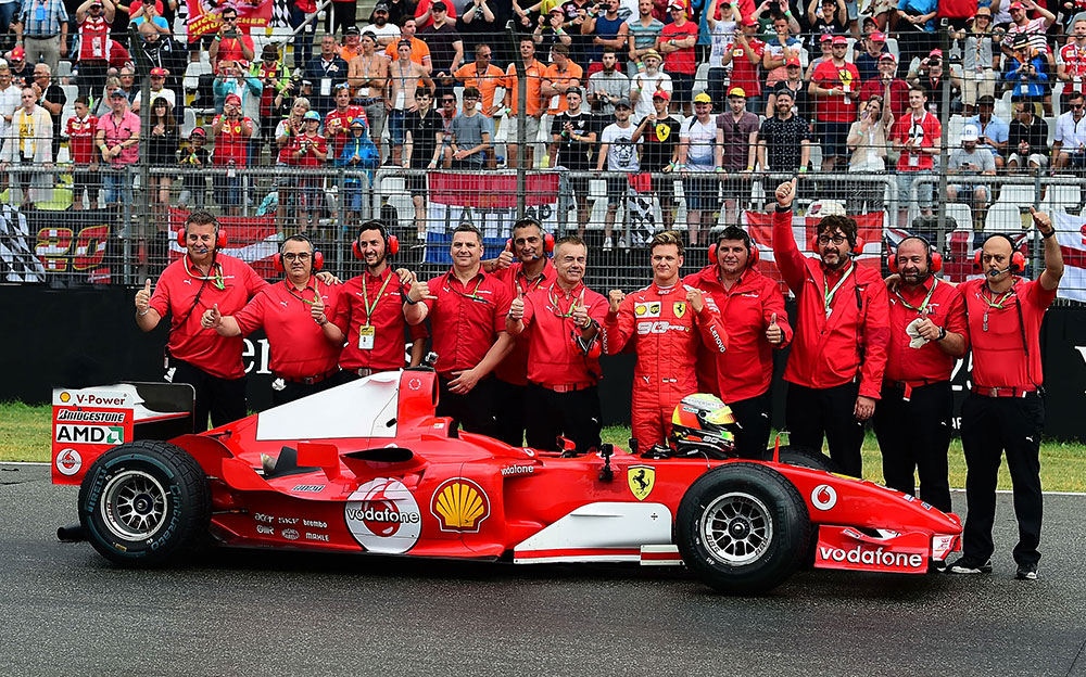 ミハエル・シューマッハが2004年のF1タイトルを獲得した「F2004」をドライブしたミック・シューマッハ、2019年F1ドイツGPにて