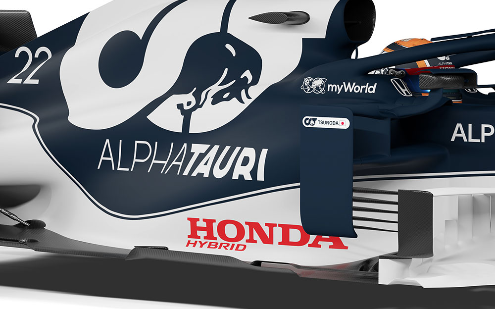アルファタウリ・ホンダの2021年型F1マシン「AT02」に掲載されたホンダのロゴ