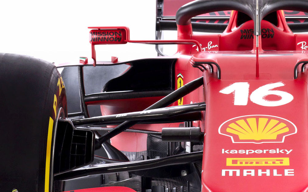 スクーデリア・フェラーリの2021年型F1マシン「SF21」 細部 フロントサスペンションとインレット