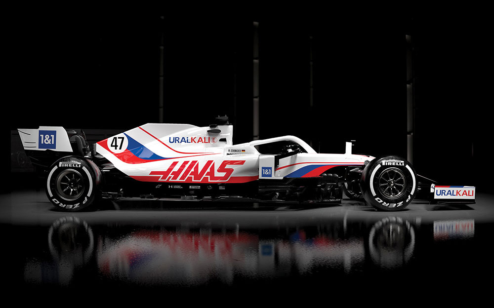 ミック・シューマッハとニキータ・マゼピンが駆るハースF1チームの2021年型F1マシン「VF-21」のレンダリングイメージ (2)