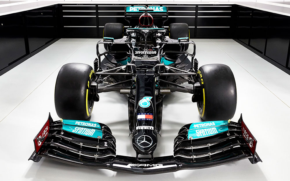 メルセデスの2021年型F1マシン「Mercedes-AMG F1 W12 E Performance」の発表イベントにて (1)