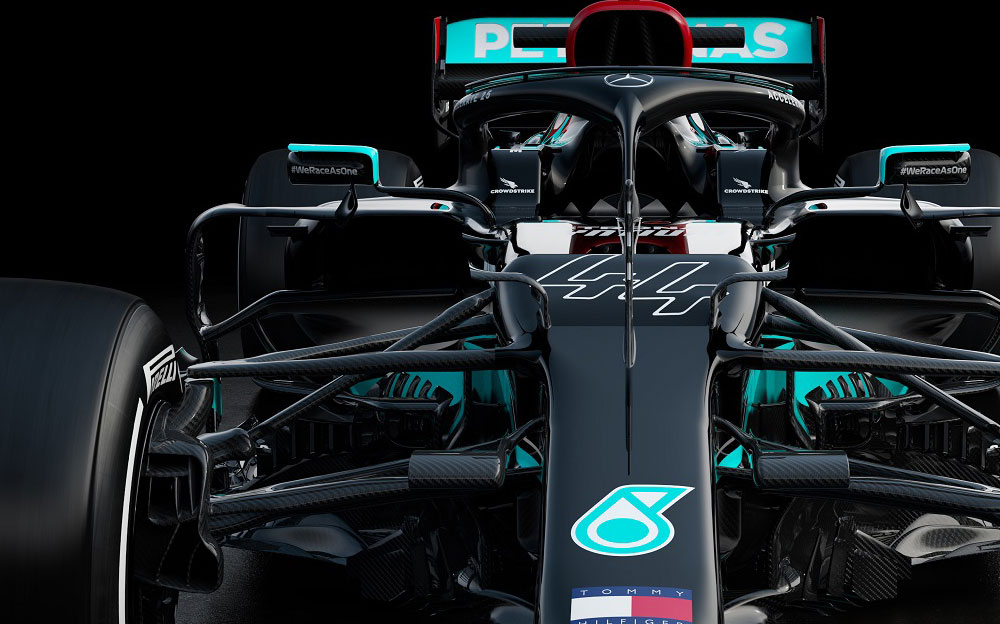 メルセデスAMGペトロナスF1チームの2021年型F1マシン「W12」のレンダリングイメージ細部-フロントサスペンション