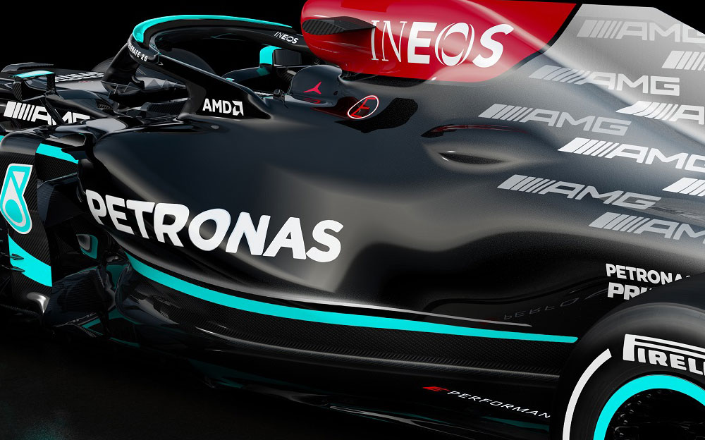 メルセデスAMGペトロナスF1チームの2021年型F1マシン「W12」のレンダリングイメージ細部-ボディーワーク