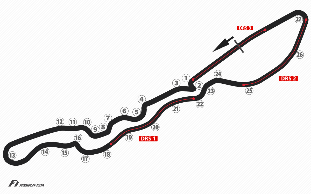 F1サウジアラビアGPの舞台ジェッダ市街地コースのコースレイアウト図