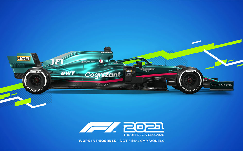 公認ゲームの最新版「F1-2021」に登場するアストンマーチン18号車の開発中レンダリングイメージ