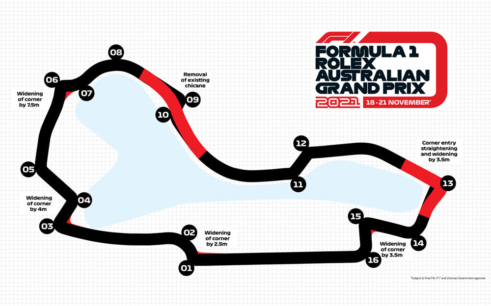 F1オーストラリアGPの舞台アルバート・パーク・サーキットの新しいコースレイアウト