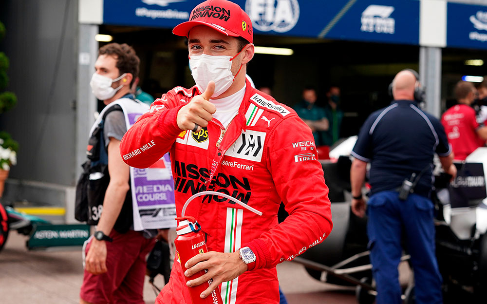 スクーデリア・フェラーリのシャルル・ルクレール、2021年5月22日F1モナコGP予選後