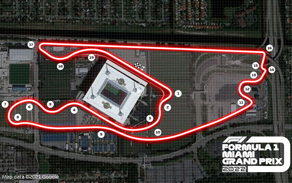 F1マイアミGPの舞台、マイアミ・インターナショナル・オートドロームのコースレイアウト