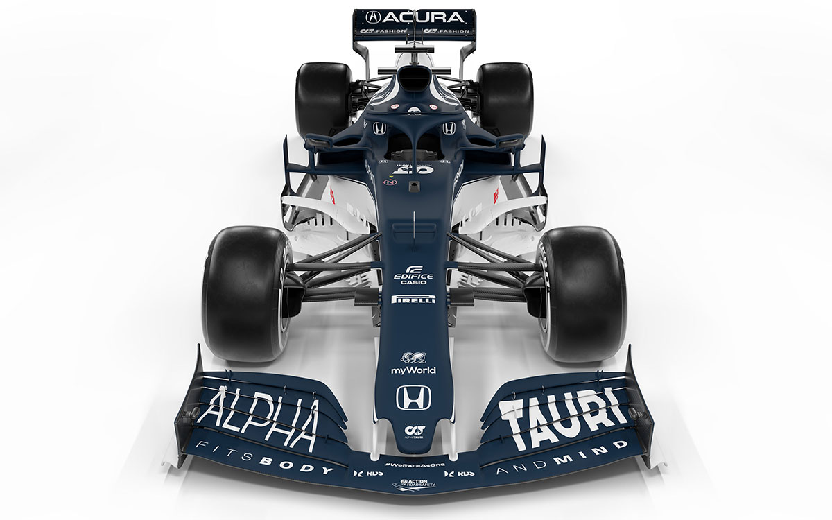 リアウイングにホンダの高級車ブランド「アキュラ」のロゴが掲載された2021年F1アメリカGP仕様のアルファタウリAT02.jpg (1)