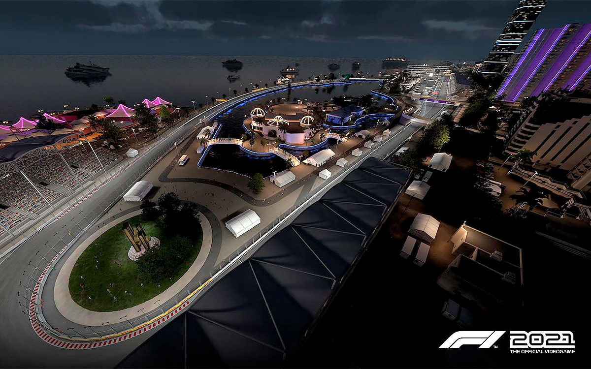 公認ゲーム「F1-2021」に収録されたF1サウジアラビアGPの舞台、ジェッダ市街地コース