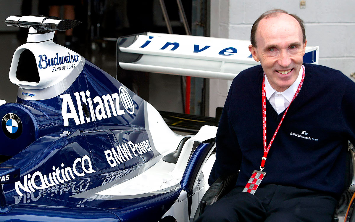 ウィリアムズF1の創設者、フランク・ウィリアムズ卿、2003年7月18日イギリス、シルバーストーン・サーキットにて