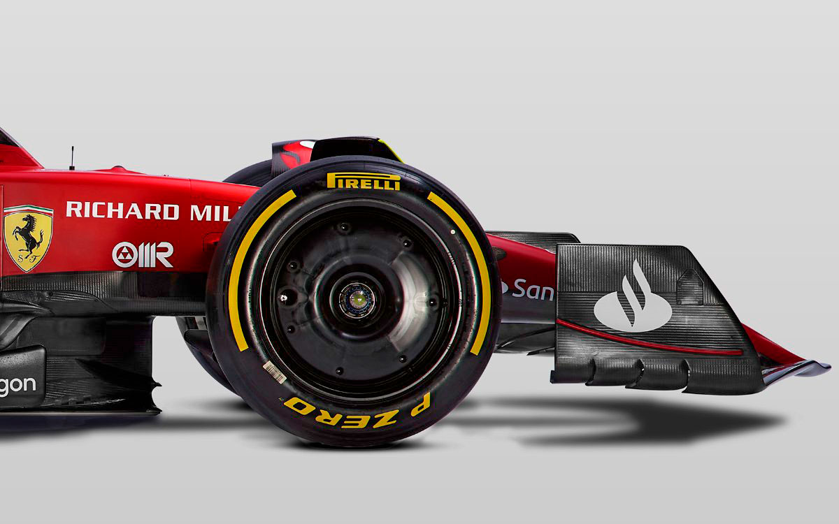 フロントウイング翼端板、前輪、スクーデリア・フェラーリの2022年型F1マシン「F1-75」のローンチモデル