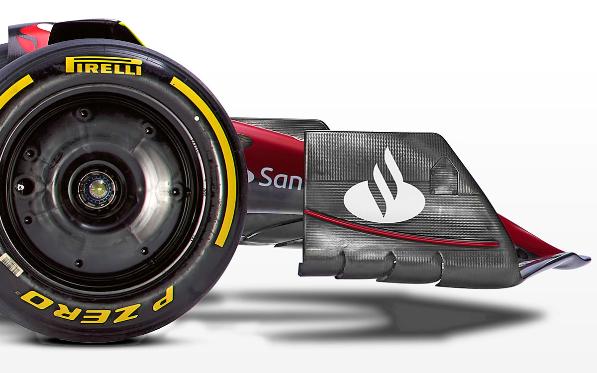 フロントタイヤカバーとエンドプレート、スクーデリア・フェラーリの2022年型F1マシン「F1-75」