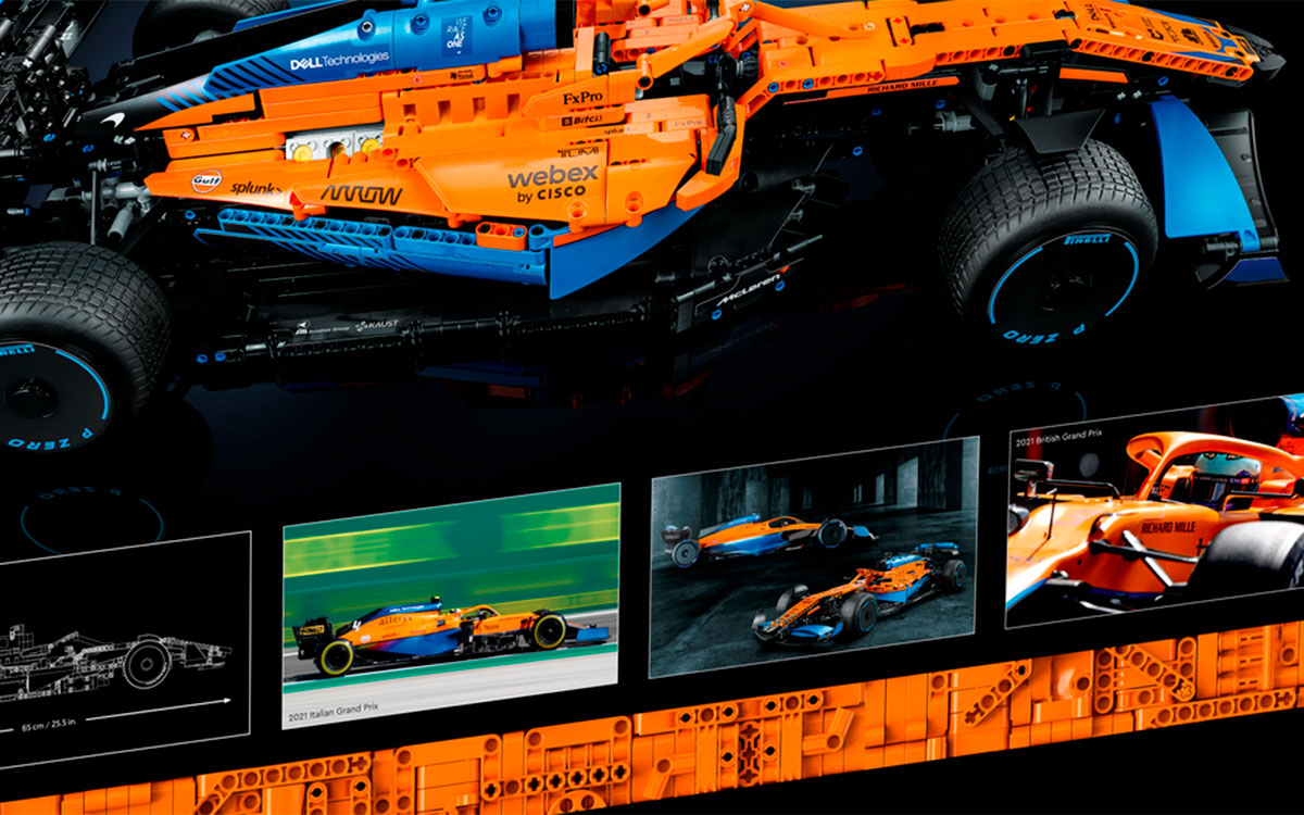 レゴ・テクニック・マクラーレン・フォーミュラ1レースカーのパッケージに掲載された2022年型「MCL36」と思しきF1マシンのイメージ